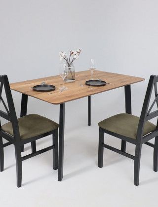 Стол МАЙОН, 130*80*74 дуб натуральный/черный купить в Минске