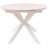 Стол РАУНД раздвижной, d100(140)*75 дуб беленый/белый