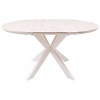 Стол РАУНД раздвижной, d100(140)*75 дуб беленый/белый купить в Минске