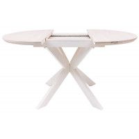 Стол РАУНД раздвижной, d100(140)*75 дуб беленый/белый купить в Минске