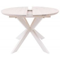 Стол РАУНД раздвижной, d100(140)*75 дуб беленый/белый купить в Минске