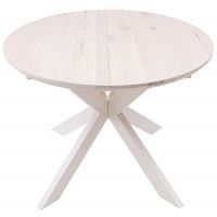 Стол РАУНД раздвижной, d100(140)*75 дуб беленый/белый купить в Минске