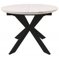 Стол РАУНД раздвижной, d100(140)*75 дуб беленый/черный