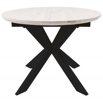 Стол РАУНД раздвижной, d100(140)*75 дуб беленый/черный купить в Минске