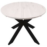 Стол РАУНД раздвижной, d100(140)*75 дуб беленый/черный купить в Минске