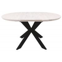 Стол РАУНД раздвижной, d100(140)*75 дуб беленый/черный купить в Минске