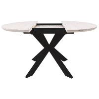 Стол РАУНД раздвижной, d100(140)*75 дуб беленый/черный купить в Минске