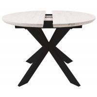 Стол РАУНД раздвижной, d100(140)*75 дуб беленый/черный купить в Минске