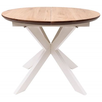 Стол РАУНД раздвижной, d100(140)*75 дуб натуральный/белый купить в Минске