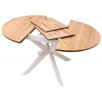 Стол РАУНД раздвижной, d100(140)*75 дуб натуральный/белый купить в Минске