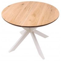 Стол РАУНД раздвижной, d100(140)*75 дуб натуральный/белый купить в Минске