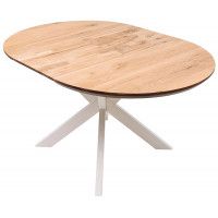 Стол РАУНД раздвижной, d100(140)*75 дуб натуральный/белый купить в Минске