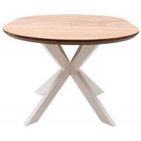 Стол РАУНД раздвижной, d100(140)*75 дуб натуральный/белый купить в Минске