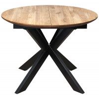 Стол РАУНД раздвижной, d110(150)*75 дуб натуральный/черный