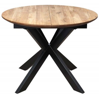 Стол РАУНД раздвижной, d100(140)*75 обеденный дуб натуральный/черный