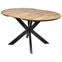 Стол РАУНД раздвижной, d100(140)*75 обеденный дуб натуральный/черный купить в Минске