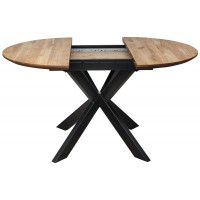 Стол РАУНД раздвижной, d100(140)*75 обеденный дуб натуральный/черный купить в Минске