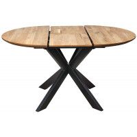 Стол РАУНД раздвижной, d100(140)*75 обеденный дуб натуральный/черный купить в Минске
