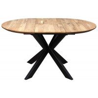 Стол РАУНД раздвижной, d100(140)*75 обеденный дуб натуральный/черный купить в Минске