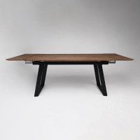 Стол обеденный Сангай 160(220)*80*75 дуб мореный / черный купить в Минске Стол обеденный Сангай 160(220)*80*75 дуб мореный / черный купить в Минске