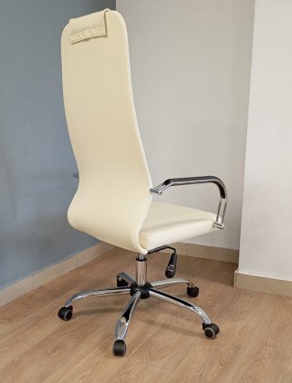 Кресло Ирис (Iris) Лайт экокожа кремовый/хром купить в Минске