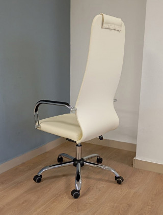 Кресло Ирис (Iris) Лайт экокожа кремовый/хром купить в Минске