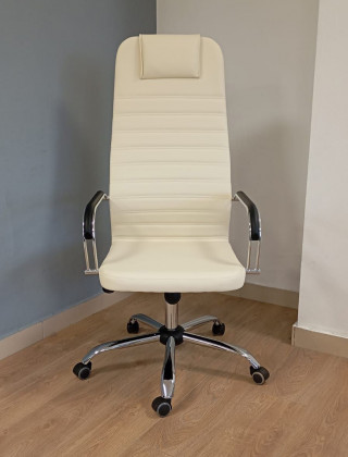 Кресло Ирис (Iris) Лайт экокожа кремовый/хром купить в Минске