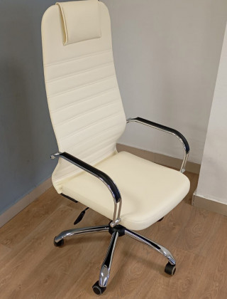 Кресло Ирис (Iris) Лайт экокожа кремовый/хром купить в Минске