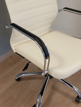 Кресло Ирис (Iris) Лайт экокожа кремовый/хром купить в Минске