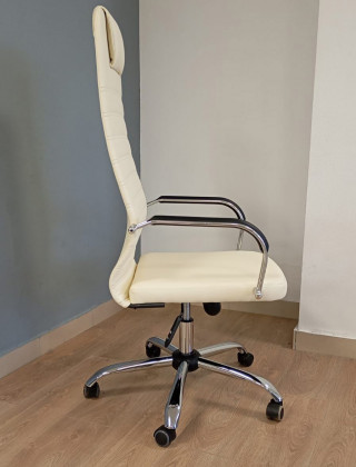 Кресло Ирис (Iris) Лайт экокожа кремовый/хром купить в Минске