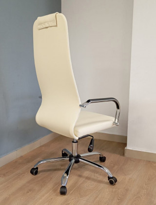 Кресло Ирис (Iris) Лайт экокожа кремовый/хром купить в Минске