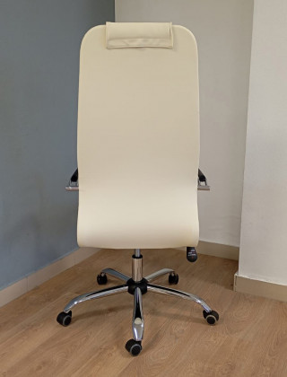 Кресло Ирис (Iris) Лайт экокожа кремовый/хром купить в Минске