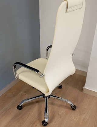 Кресло Ирис (Iris) Лайт экокожа кремовый/хром купить в Минске