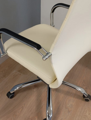 Кресло Ирис (Iris) Лайт экокожа кремовый/хром купить в Минске