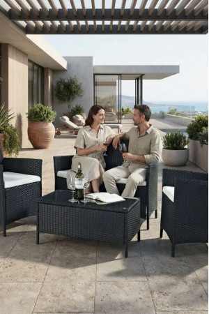 Живые фото Комплект мебели PATIO черный