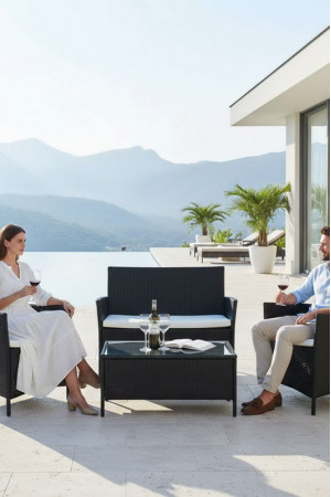 Живые фото Комплект мебели PATIO черный