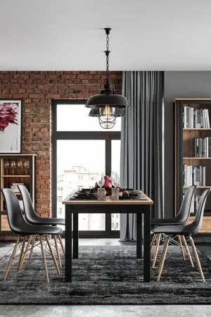 Живые фото Стол обеденный LOFT STO130/170 раздвижной 130(170)*80*77 дуб вотан / черный
