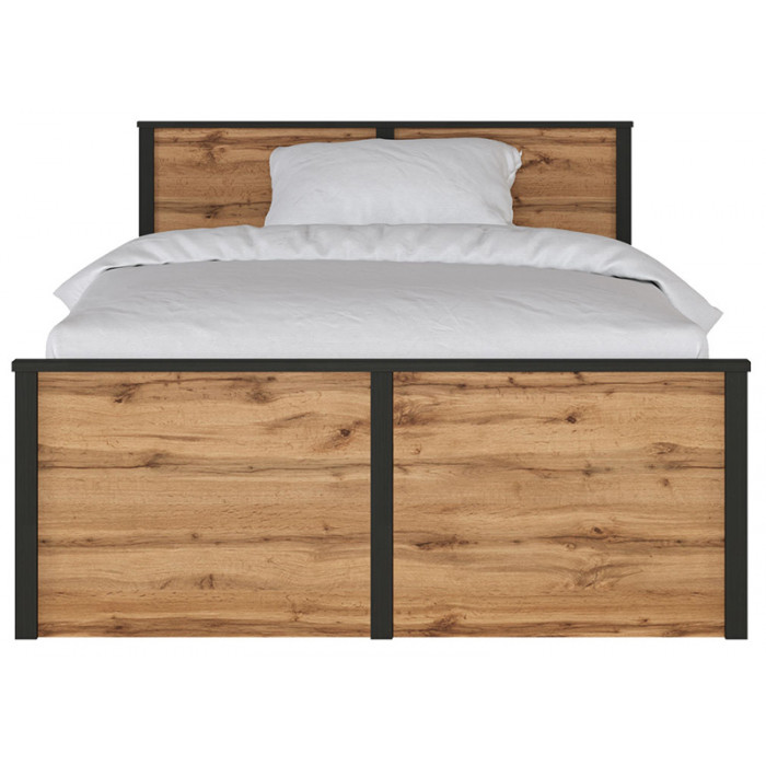 Кровать LOFT LOZ120х200 Д 120*200 дуб вотан/черный (с гибким основанием)
