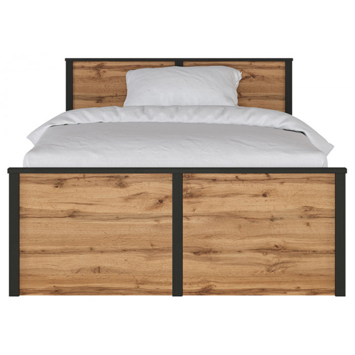 Кровать LOFT LOZ120х200 М 120*200 дуб вотан/черный (с металлическим основанием)