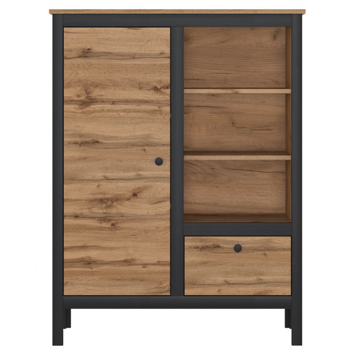 Шкаф Loft REG1D1S/90 92*38.5*120.5 дуб вотан / черный матовый