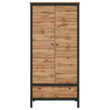 Шкаф Loft SZF2D1S 62*38.5*192.5 дуб вотан / черный матовый