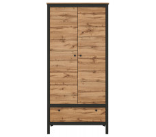 Шкаф Loft SZF2D1S 62*38.5*192.5 дуб вотан / черный матовый
