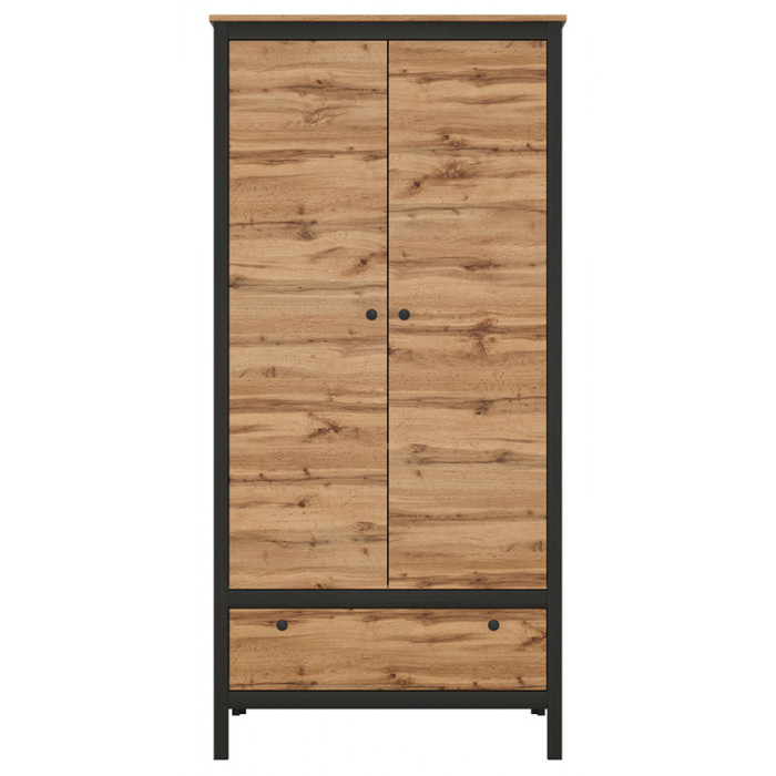 Шкаф Loft SZF2D1S 62*38.5*192.5 дуб вотан / черный матовый
