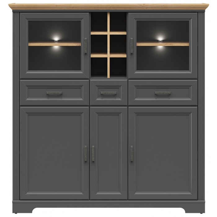Шкаф Jasmin REG2W3D3S 143*41*150 дуб артизан / графит (с подсветкой)