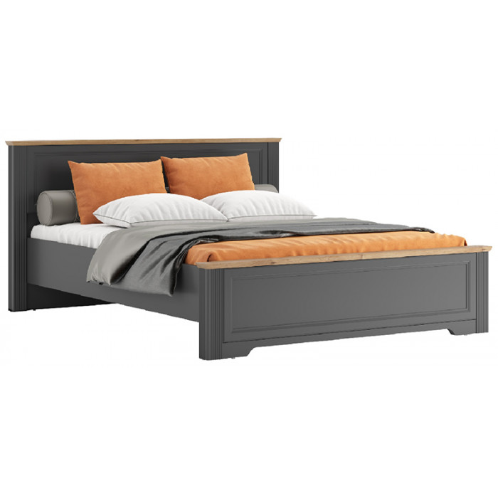 Кровать Jasmin LOZ160х200 М 160*200 дуб артизан / графит (с металлическим основанием)