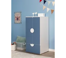 Шкаф Mebelain Пикси 60*57*120 распашной с полкой и выдвижным ящиком синий