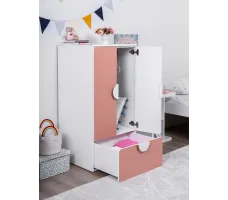 Шкаф Mebelain Пикси 60*57*120 распашной с полкой и выдвижным ящиком розовый