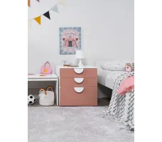 Комод Mebelain Пикси 3 ящика 60*57*60 розовый