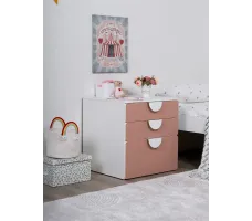 Комод Mebelain Пикси 3 ящика 60*57*60 розовый