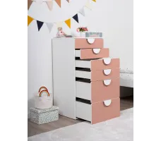 Комод Mebelain Пикси 6 ящиков 60*57*120 розовый